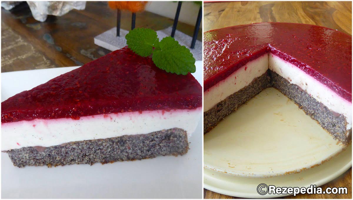 Mohn-Joghurt Torte mit Himbeerspiegel – so machst du ihn selber ...