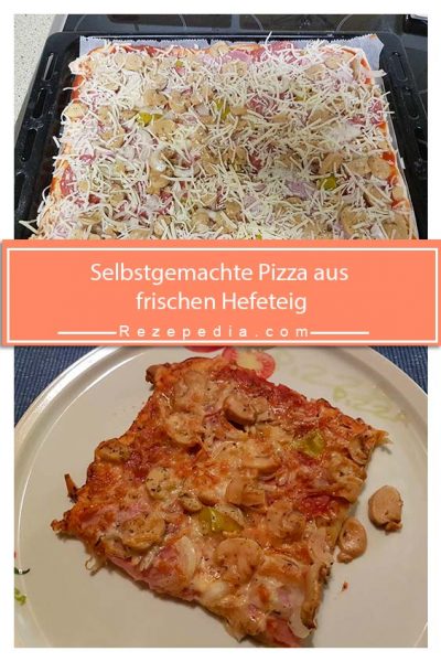 Selbstgemachte Pizza aus frischen Hefeteig